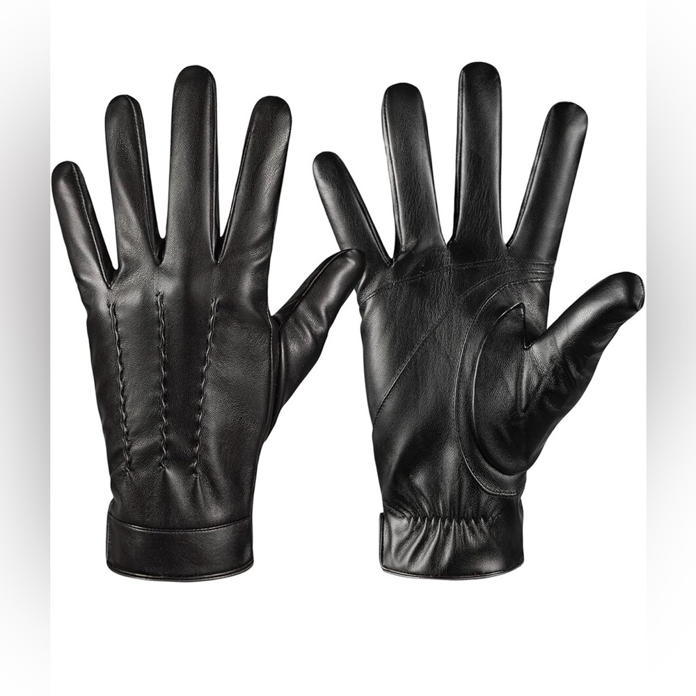 Men's Black Leather Riding Gloves